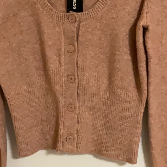 EXPRESS Blush Heather pink crop sweater cardigan button front top size XS - Picture 8 of 13